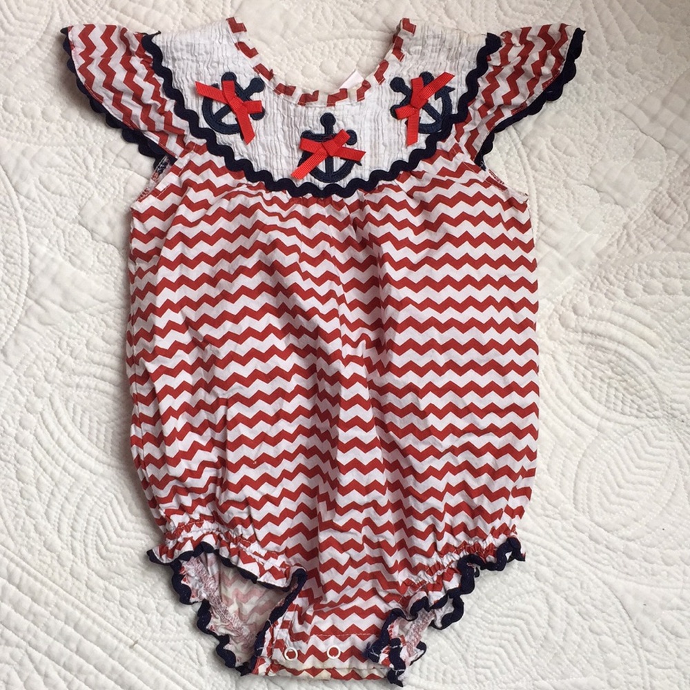 Anchor 4th of July smocked